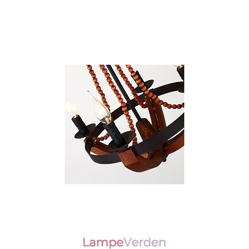 Fire lyse vintage maleri funktion Mini stil træ bambus lysekrone lampe dekorere Pendant lampe