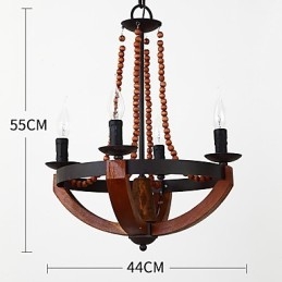 Fire lyse vintage maleri funktion Mini stil træ bambus lysekrone lampe dekorere Pendant lampe