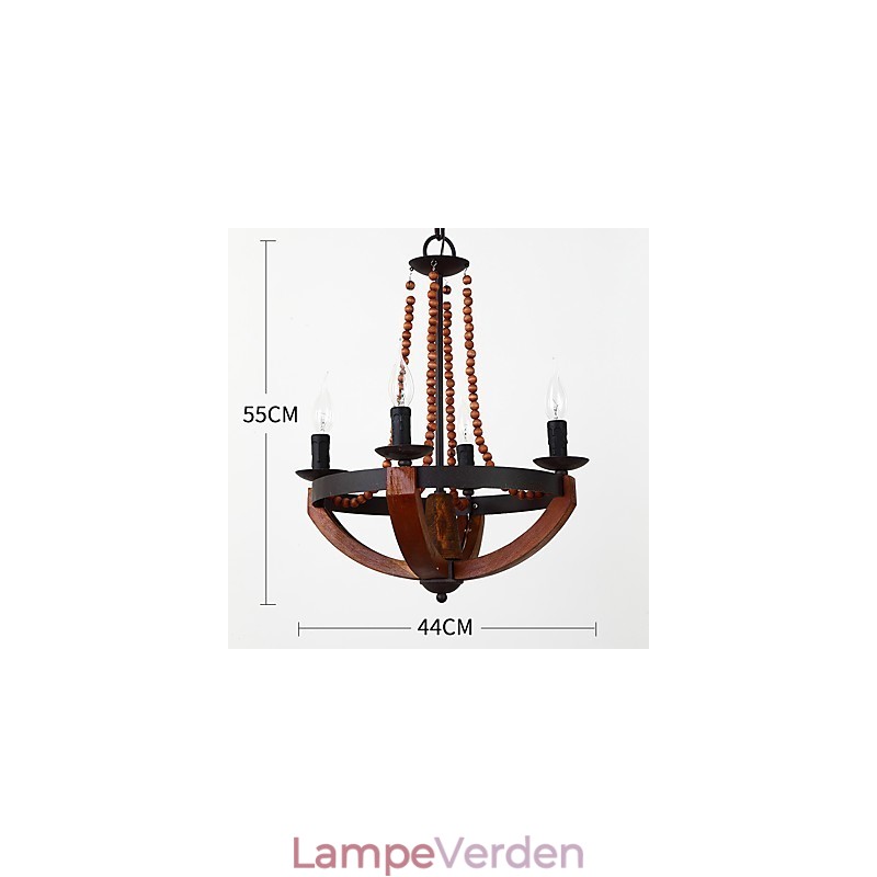 Fire lyse vintage maleri funktion Mini stil træ bambus lysekrone lampe dekorere Pendant lampe