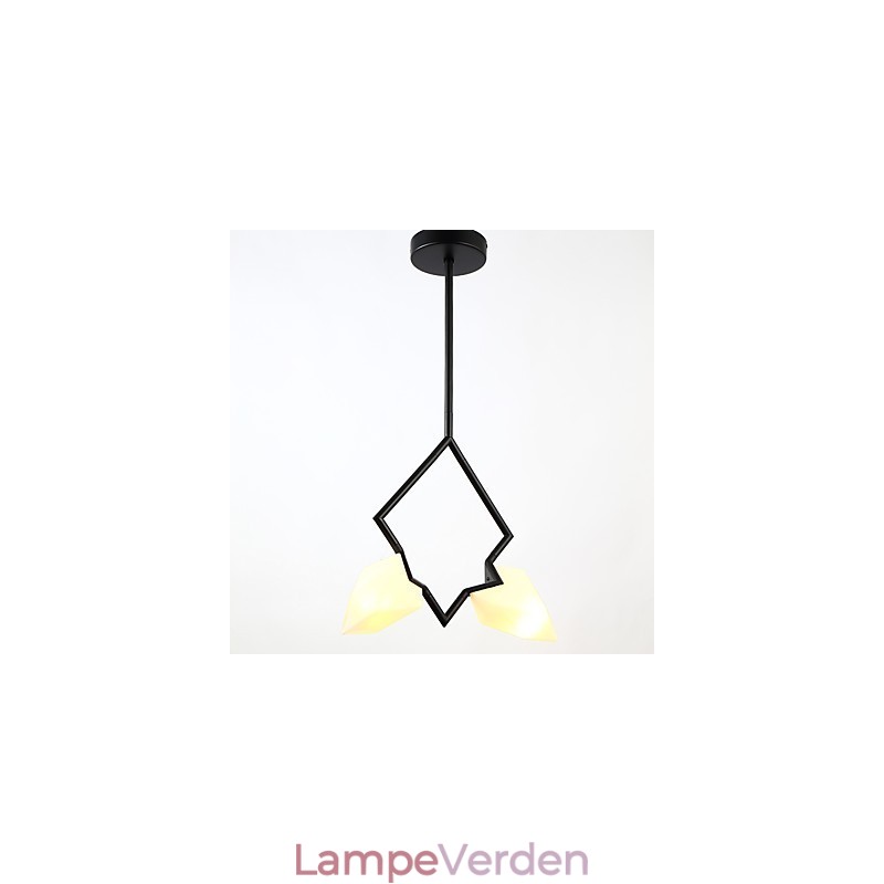 2 lys post moderne metal med glas fersken lysekrone lampe kantinen dekorere pendel