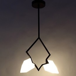 2 lys post moderne metal med glas fersken lysekrone lampe kantinen dekorere pendel