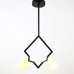 2 lys post moderne metal med glas fersken lysekrone lampe kantinen dekorere pendel