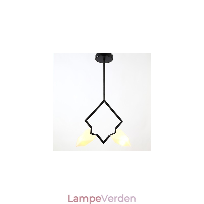 2 lys post moderne metal med glas fersken lysekrone lampe kantinen dekorere pendel