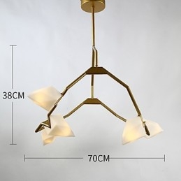 Fem lys post moderne metal med glas fersken lysekrone lampe kantinen dekorere pendel