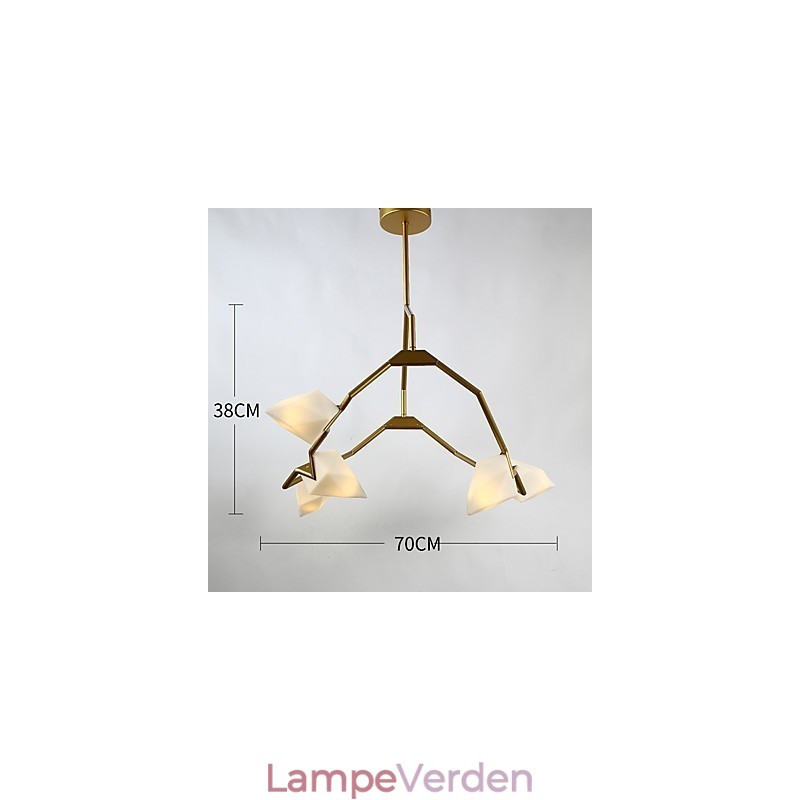 Fem lys post moderne metal med glas fersken lysekrone lampe kantinen dekorere pendel