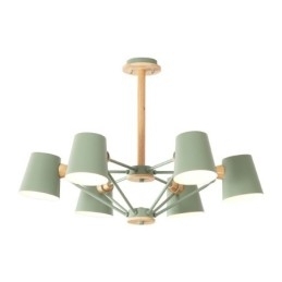 Multifarver Macaron Wood Vintage maleri Feature Metal lysekrone