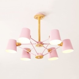 Multifarver Macaron Wood Vintage maleri Feature Metal lysekrone