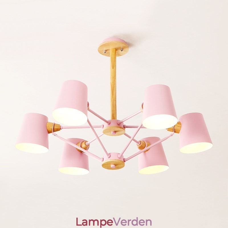 Multifarver Macaron Wood Vintage maleri Feature Metal lysekrone