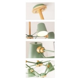 Multifarver Macaron Wood Vintage maleri Feature Metal lysekrone