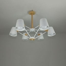 Multifarver Macaron Wood Vintage maleri Feature Metal lysekrone