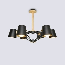 Multifarver Macaron Wood Vintage maleri Feature Metal lysekrone