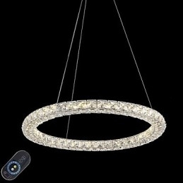 Moderne Ring Krystal Loft Pendel Krystal Lysekrone Lys Indendørs belysning Lamper Armaturer Dæmpbar med fjernbetjening