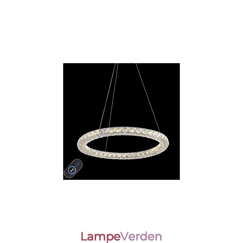 Moderne Ring Krystal Loft Pendel Krystal Lysekrone Lys Indendørs belysning Lamper Armaturer Dæmpbar med fjernbetjening