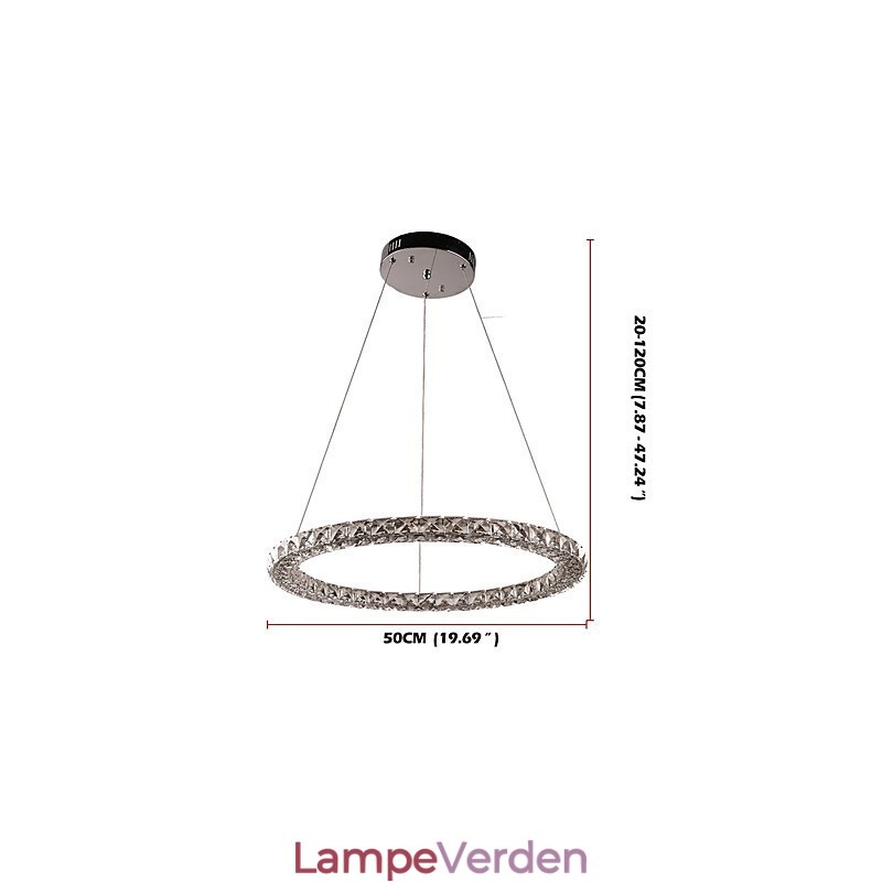 Moderne Ring Krystal Loft Pendel Krystal Lysekrone Lys Indendørs belysning Lamper Armaturer Dæmpbar med fjernbetjening