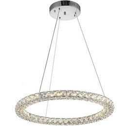 Moderne Ring Krystal Loft Pendel Krystal Lysekrone Lys Indendørs belysning Lamper Armaturer Dæmpbar med fjernbetjening