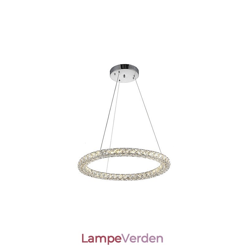 Moderne Ring Krystal Loft Pendel Krystal Lysekrone Lys Indendørs belysning Lamper Armaturer Dæmpbar med fjernbetjening
