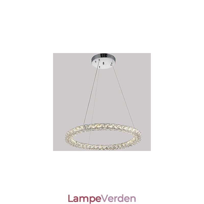 Moderne Ring Krystal Loft Pendel Krystal Lysekrone Lys Indendørs belysning Lamper Armaturer Dæmpbar med fjernbetjening