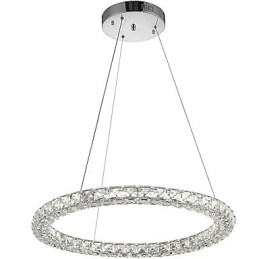 Moderne Ring Krystal Loft Pendel Krystal Lysekrone Lys Indendørs belysning Lamper Armaturer Dæmpbar med fjernbetjening