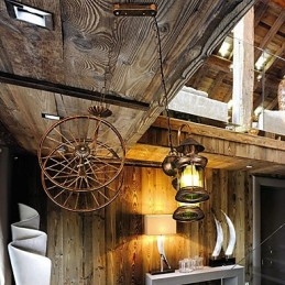 Rustik Lodge Vintage Retro Country Globe maleri funktion til Mini Style Designere Metal lysekrone