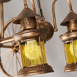 Rustik Lodge Vintage Retro Country Globe maleri funktion til Mini Style Designere Metal lysekrone