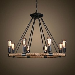 Traditionel klassisk rustik Lodge Vintage Retro Land maleri Metal Pendel Light