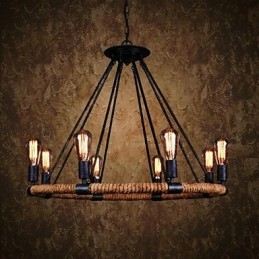 Traditionel klassisk rustik Lodge Vintage Retro Land maleri Metal Pendel Light