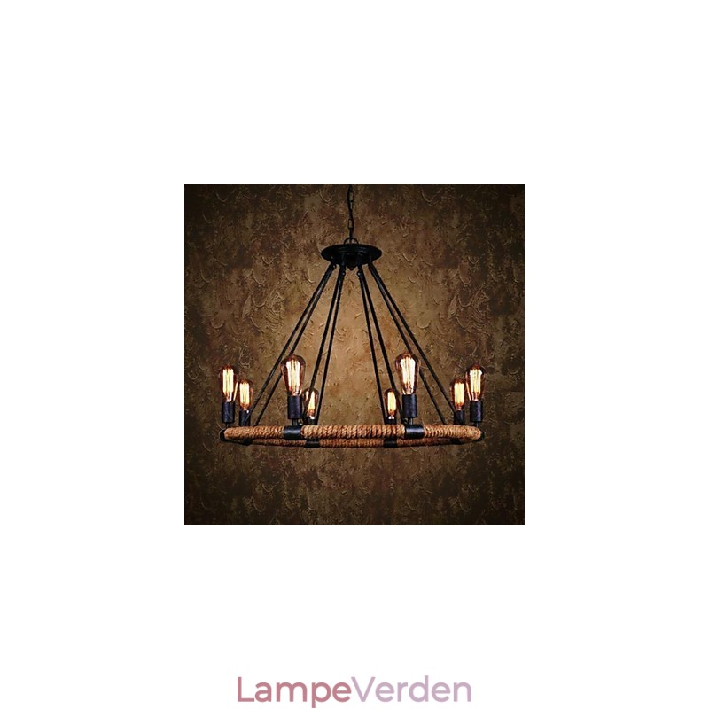 Traditionel klassisk rustik Lodge Vintage Retro Land maleri Metal Pendel Light