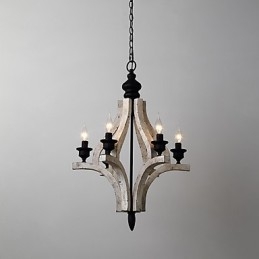 Vintage maleri funktion Mini stil træ bambus lysekrone lampe dekorere Pendant lampe
