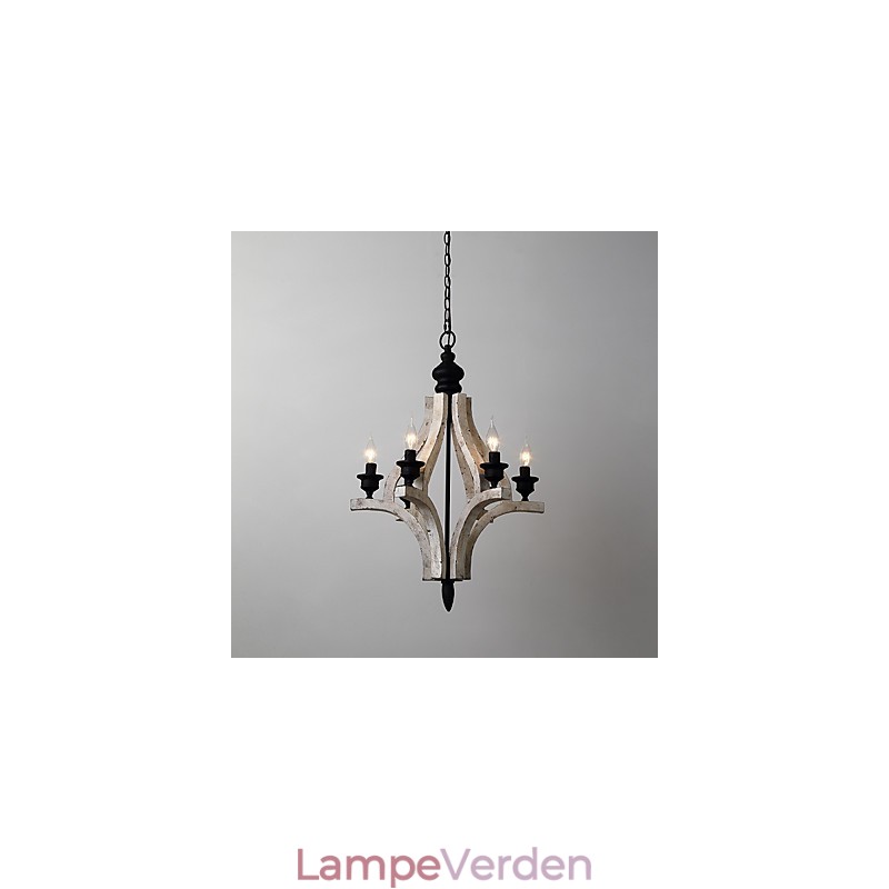 Vintage maleri funktion Mini stil træ bambus lysekrone lampe dekorere Pendant lampe