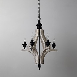 Vintage maleri funktion Mini stil træ bambus lysekrone lampe dekorere Pendant lampe