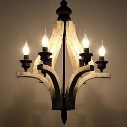 Vintage maleri funktion Mini stil træ bambus lysekrone lampe dekorere Pendant lampe