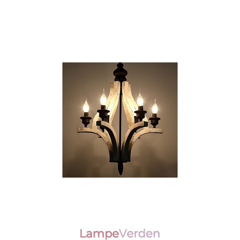 Vintage maleri funktion Mini stil træ bambus lysekrone lampe dekorere Pendant lampe