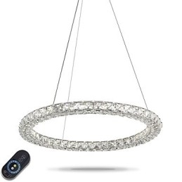 Moderne Ring Krystal Pendel Krystal Lysekrone Loftslampe Indendørs lamper Armaturer Dæmpbar med fjernbetjening