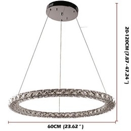Moderne Ring Krystal Pendel Krystal Lysekrone Loftslampe Indendørs lamper Armaturer Dæmpbar med fjernbetjening