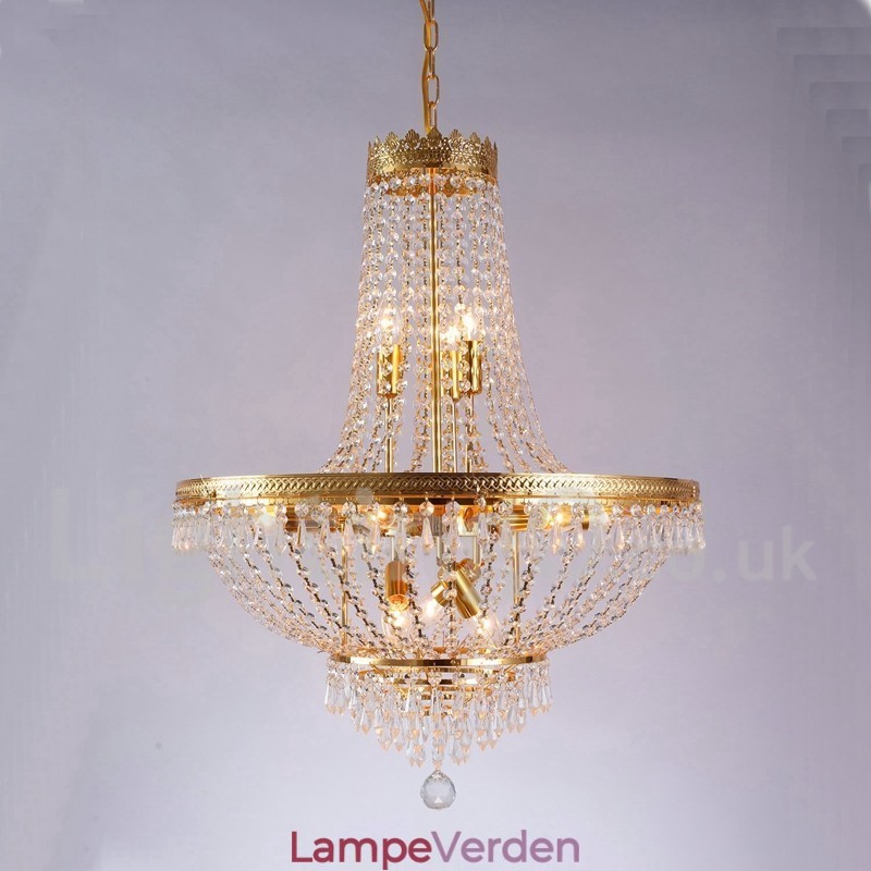 Traditionel klassisk galvaniseret funktion til Crystal Mini Style Metal 9 Bulbs lysekrone