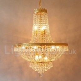 Traditionel klassisk galvaniseret funktion til Crystal Mini Style Metal 9 Bulbs lysekrone