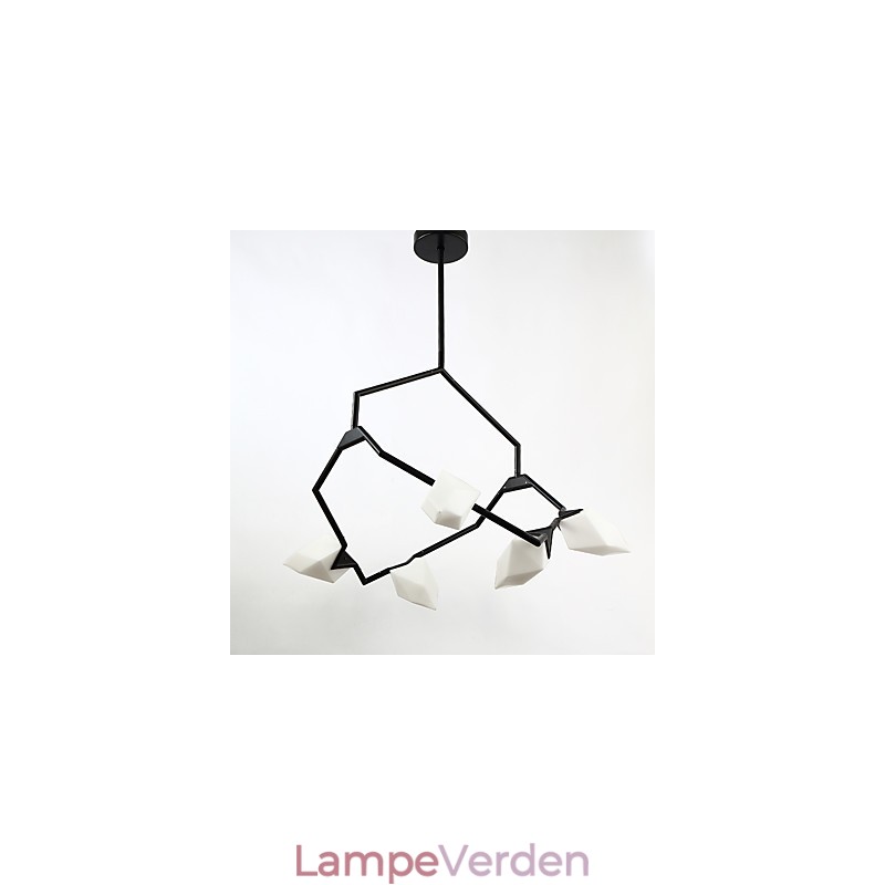 Fem lys post moderne metal med glas fersken lysekrone lampe kantinen dekorere pendel