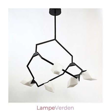 Fem lys post moderne metal med glas fersken lysekrone lampe kantinen dekorere pendel Fem lys post moderne metal med glas fersken lysekrone lampe kantinen dekorere pendel