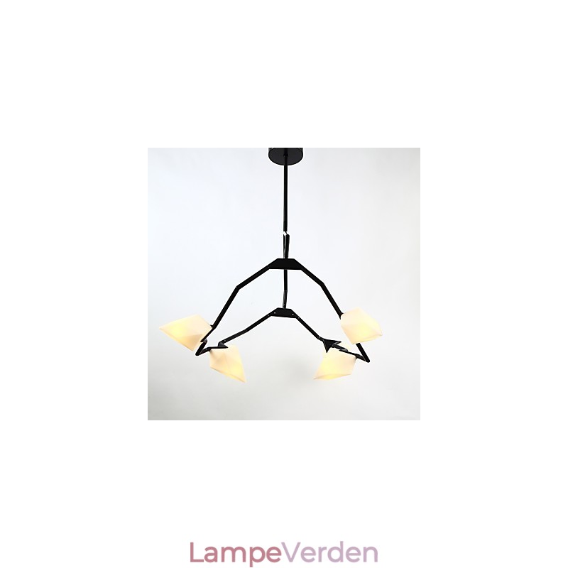 Fem lys post moderne metal med glas fersken lysekrone lampe kantinen dekorere pendel
