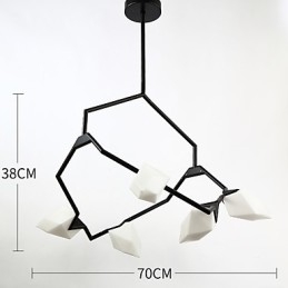 Fem lys post moderne metal med glas fersken lysekrone lampe kantinen dekorere pendel
