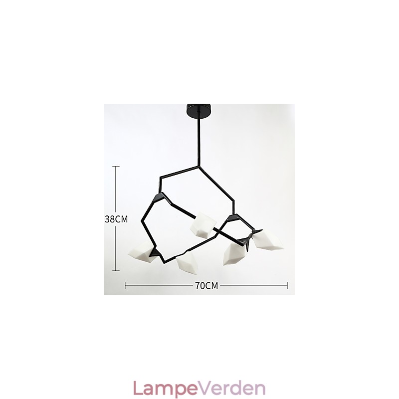 Fem lys post moderne metal med glas fersken lysekrone lampe kantinen dekorere pendel