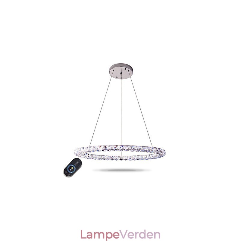 Moderne Ring Krystal Pendel Moderne Krystal Lysekrone Loftslampe Indendørs lampearmaturer Kan dæmpes med fjernbetjening