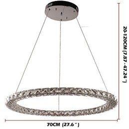 Moderne Ring Krystal Pendel Moderne Krystal Lysekrone Loftslampe Indendørs lampearmaturer Kan dæmpes med fjernbetjening