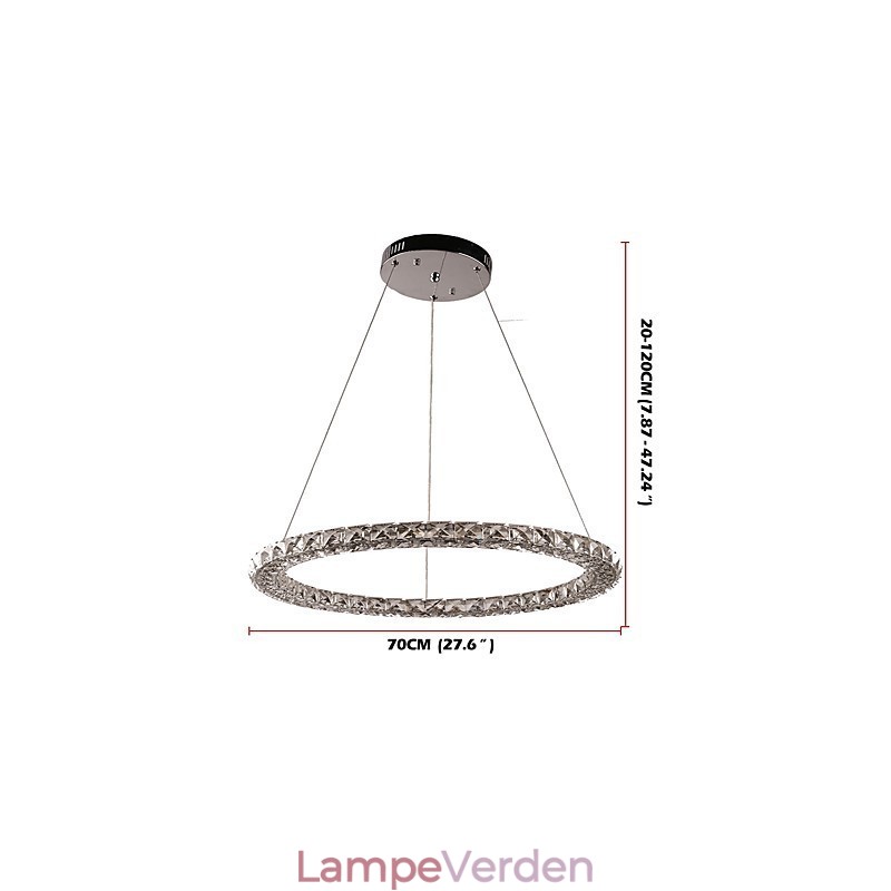 Moderne Ring Krystal Pendel Moderne Krystal Lysekrone Loftslampe Indendørs lampearmaturer Kan dæmpes med fjernbetjening