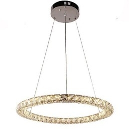 Moderne Ring Krystal Pendel Moderne Krystal Lysekrone Loftslampe Indendørs lampearmaturer Kan dæmpes med fjernbetjening