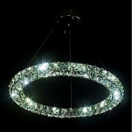 Moderne Ring Krystal Pendel Moderne Krystal Lysekrone Loftslampe Indendørs lampearmaturer Kan dæmpes med fjernbetjening