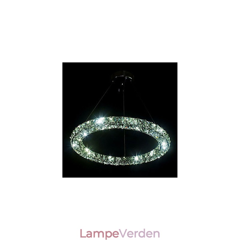 Moderne Ring Krystal Pendel Moderne Krystal Lysekrone Loftslampe Indendørs lampearmaturer Kan dæmpes med fjernbetjening
