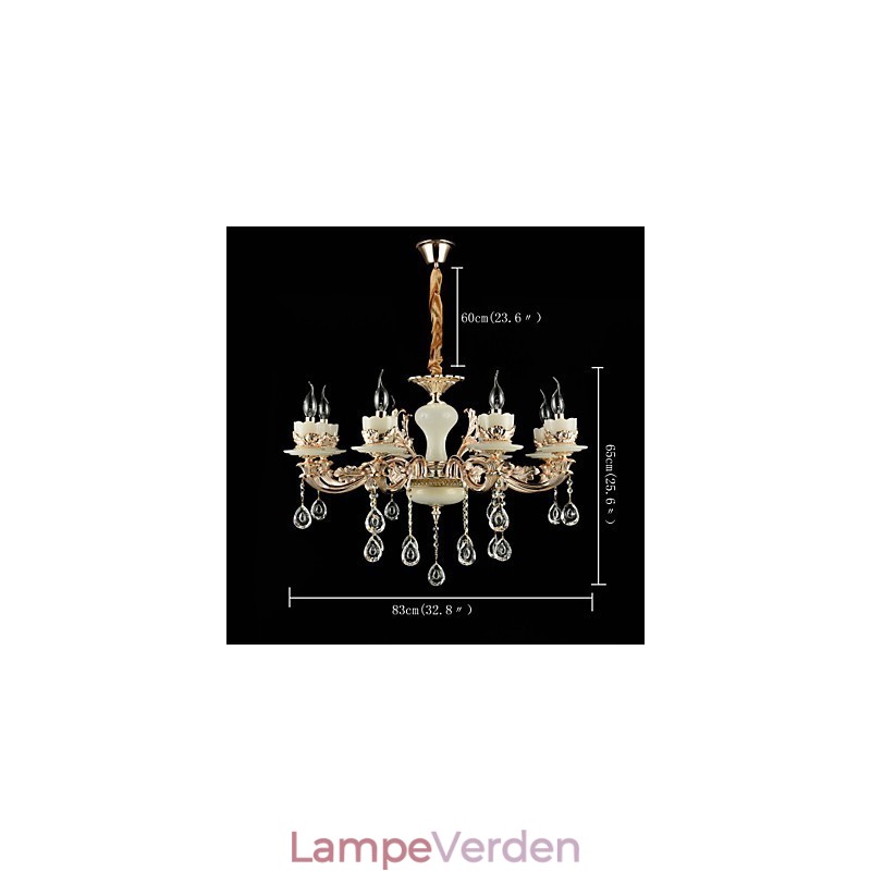 Traditionel klassisk zinklegeringsfunktion til Crystal Mini Style Metal 8 Bulbs lysekrone