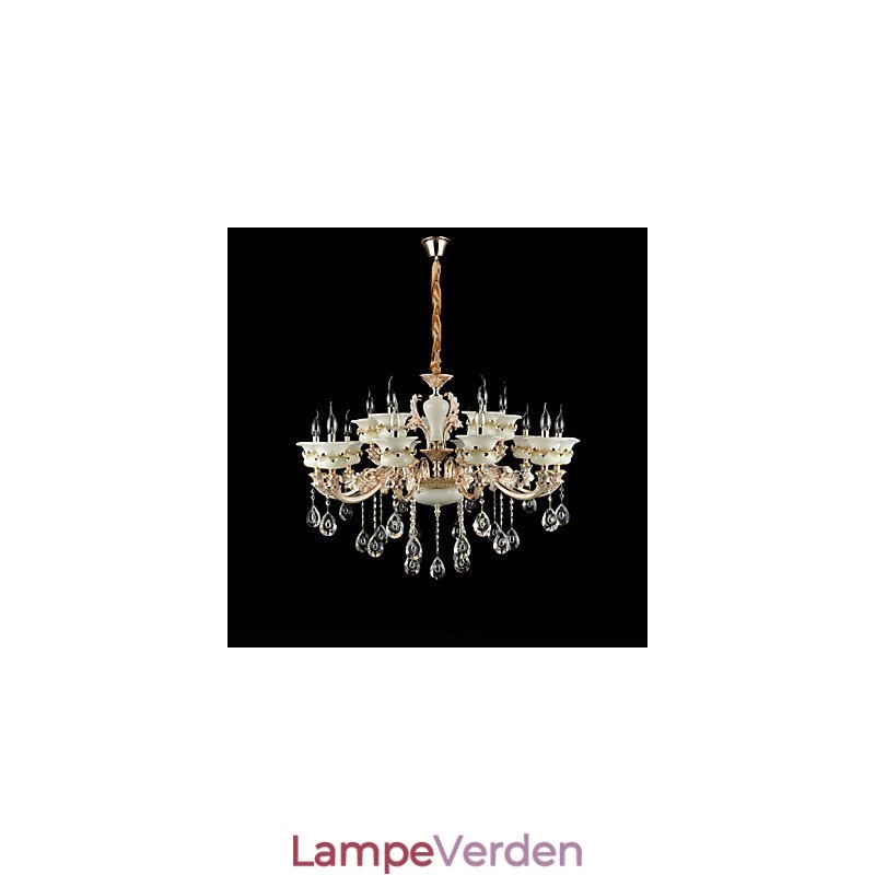 Traditionel klassisk zinklegering funktion til krystal mini stil metal indendørs have 15 løg lysekrone