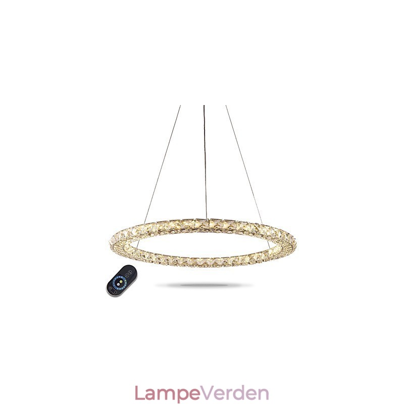 Ring Krystal Pendel Moderne Krystal Lysekrone Loftslamper Indendørs lampearmaturer Kan dæmpes med fjernbetjening